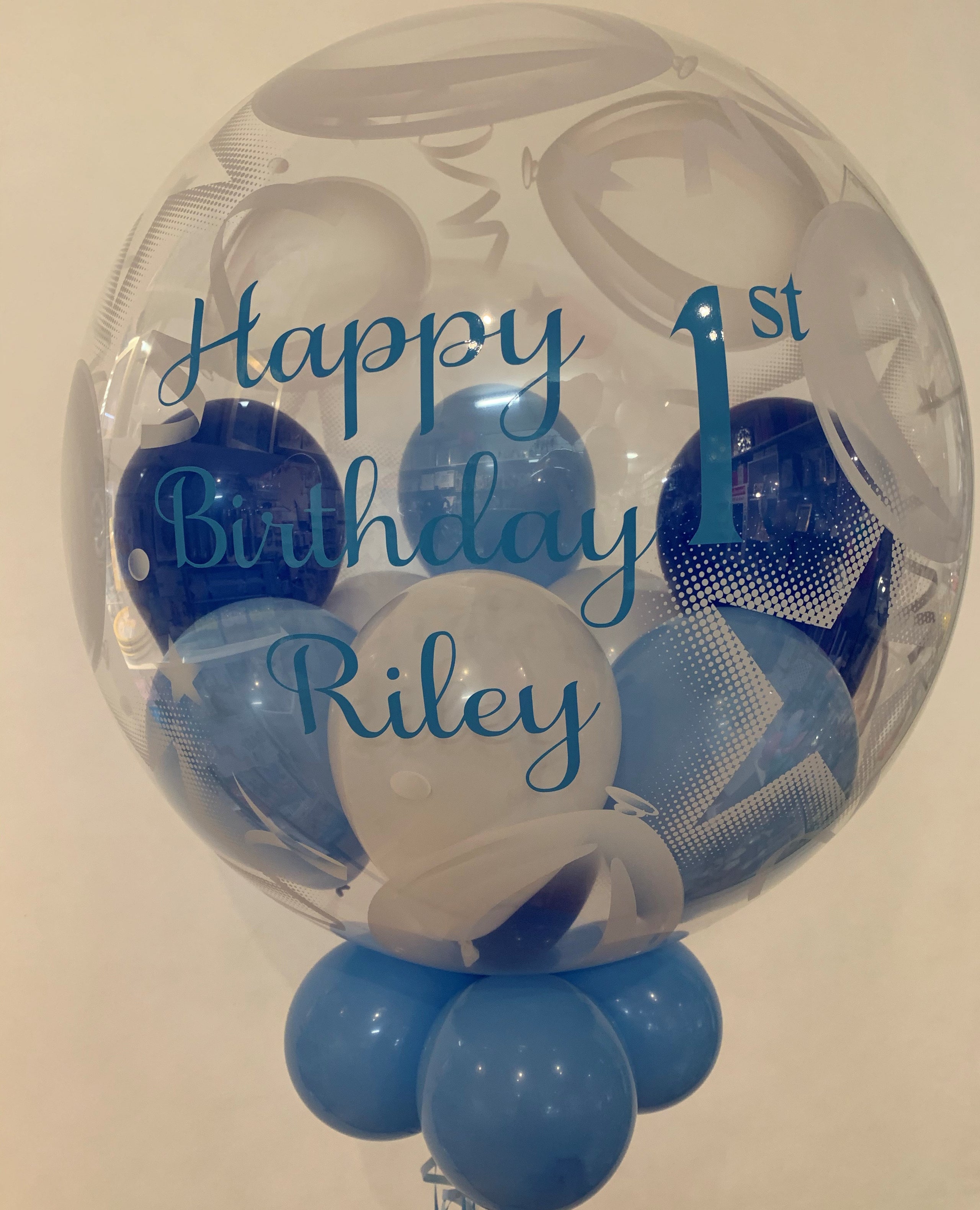 Min stewardess criticus Bespoke personalised 1st birthday bubble balloon | Enchanted Balloons